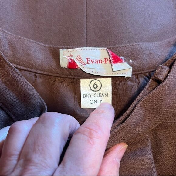 Vintage 1970s Evan Picone Brown Wool Skirt w/  Front Pleat and Pockets! Sz 6 EUC - Picture 11 of 16